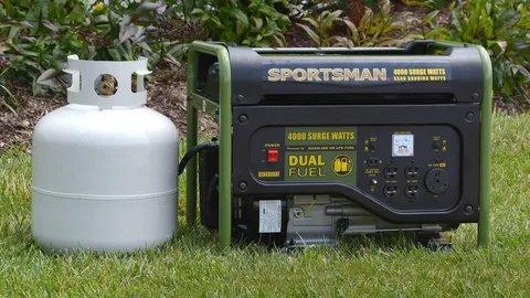 Sportsman dual fuel portable generator with a large propane tank.
