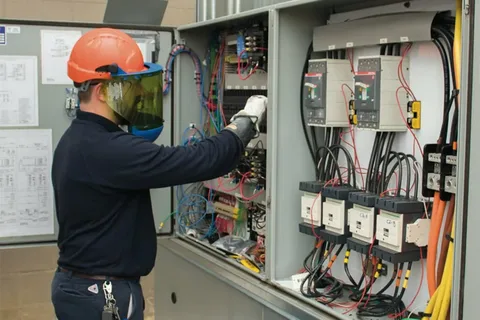  Certified electrician performing residential wiring installation — commercial and residential electrical services in Durham